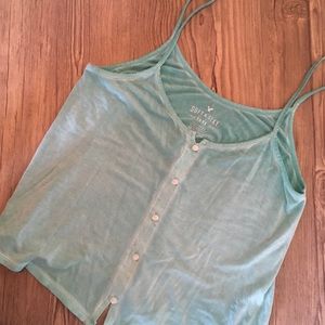 Aerie Super Soft Aqua Flowy Crop Tank